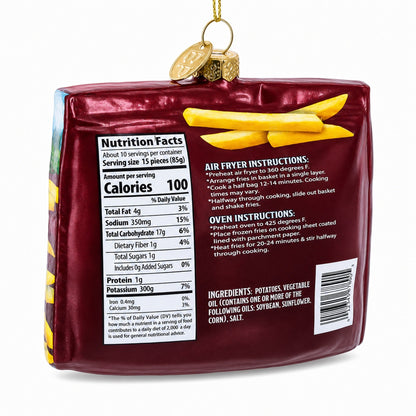 French Fries Frozen Box Glass Christmas Ornament