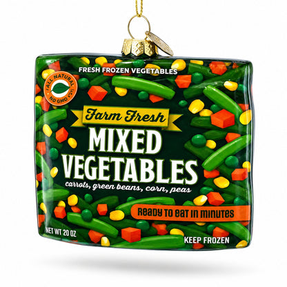Mixed Vegetables Frozen Box Glass Christmas Ornament
