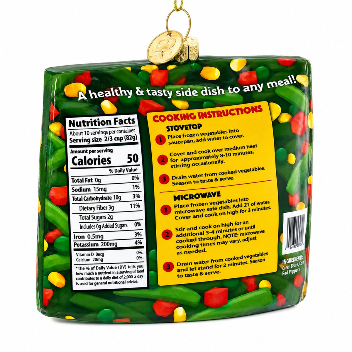 Mixed Vegetables Frozen Box Glass Christmas Ornament