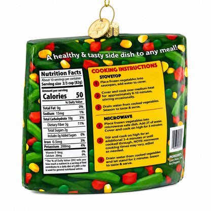 Mixed Vegetables Frozen Box Glass Christmas Ornament