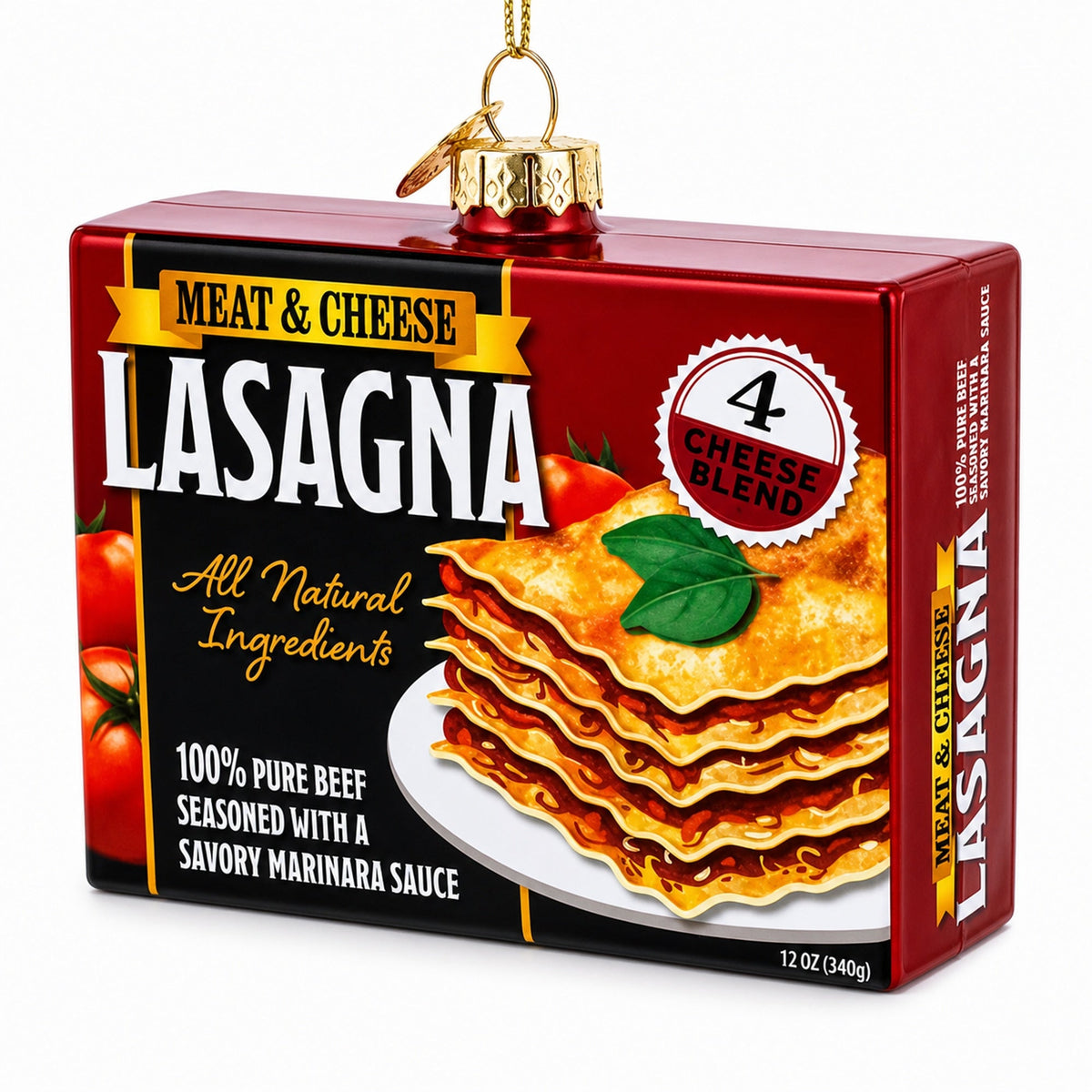 Lasagna Box Glass Christmas Ornament