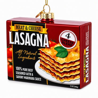 Lasagna Box Glass Christmas Ornament