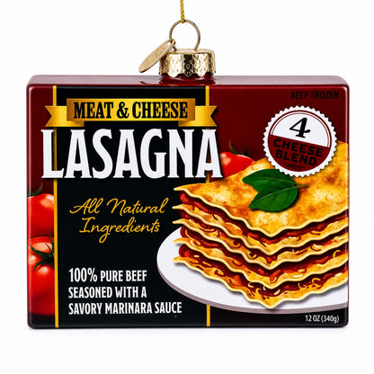 Lasagna Box Glass Christmas Ornament