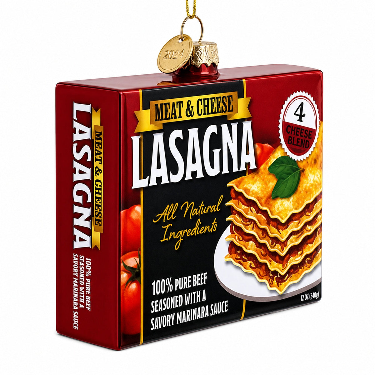 Lasagna Box Glass Christmas Ornament