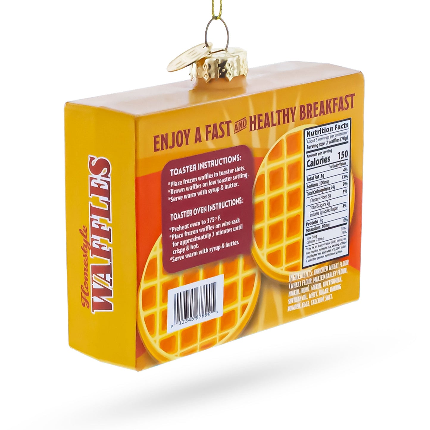 Waffles Box Glass Christmas Ornament