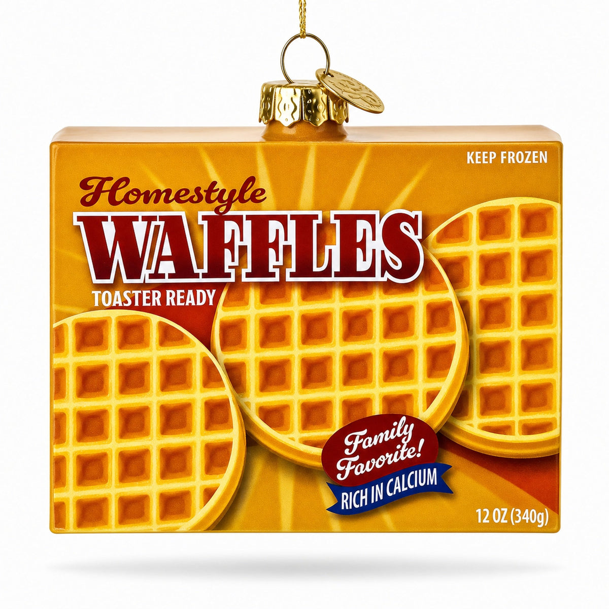 Waffles Box Glass Christmas Ornament