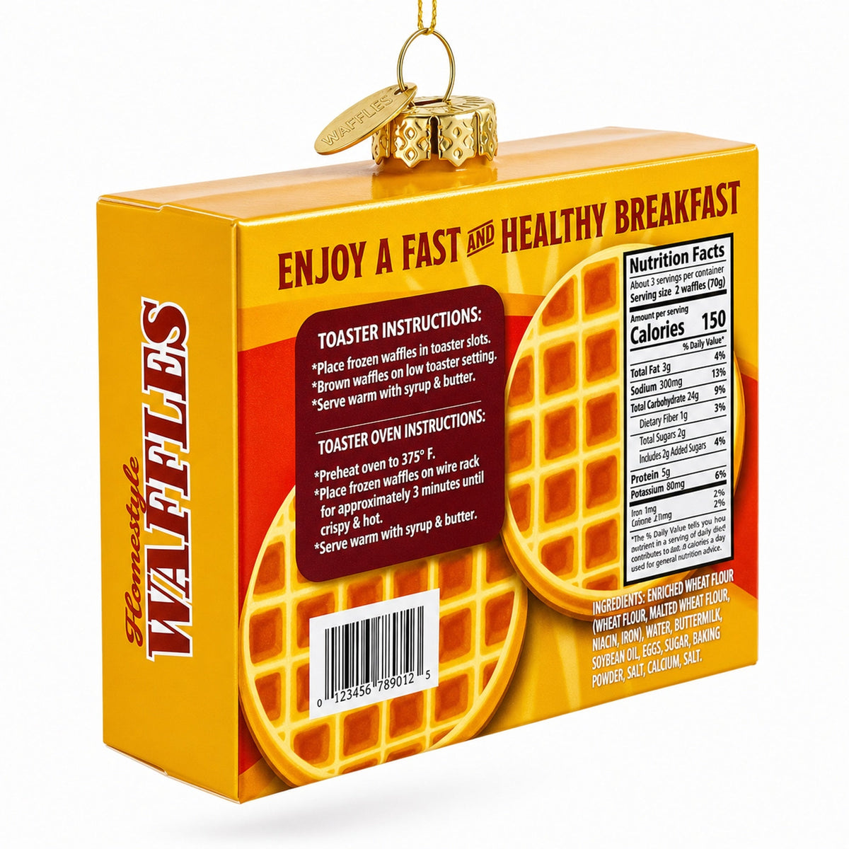Waffles Box Glass Christmas Ornament