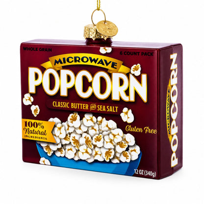 Popcorn Box Glass Christmas Ornament