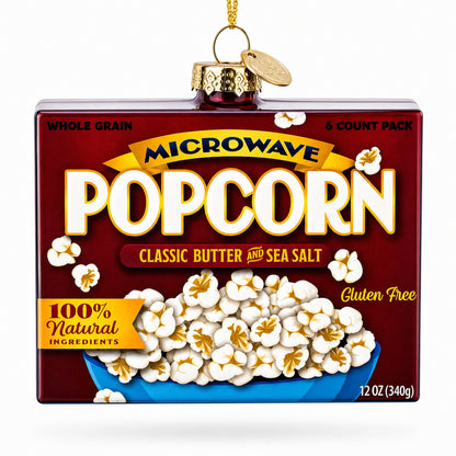 Popcorn Box Glass Christmas Ornament
