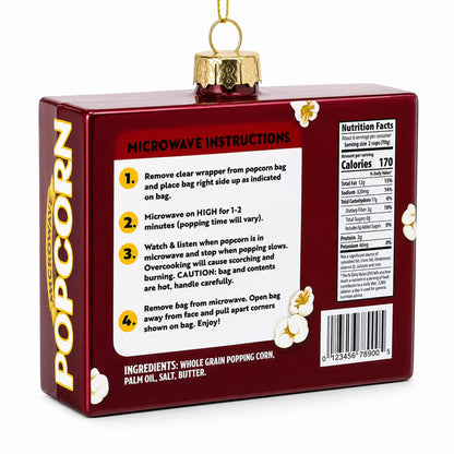 Popcorn Box Glass Christmas Ornament