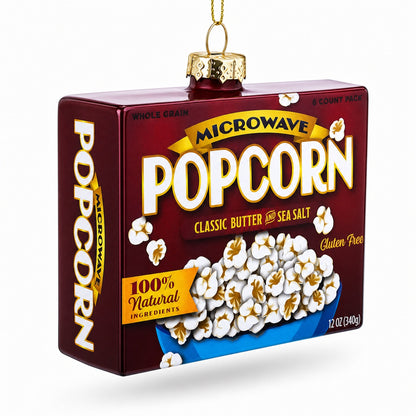 Popcorn Box Glass Christmas Ornament