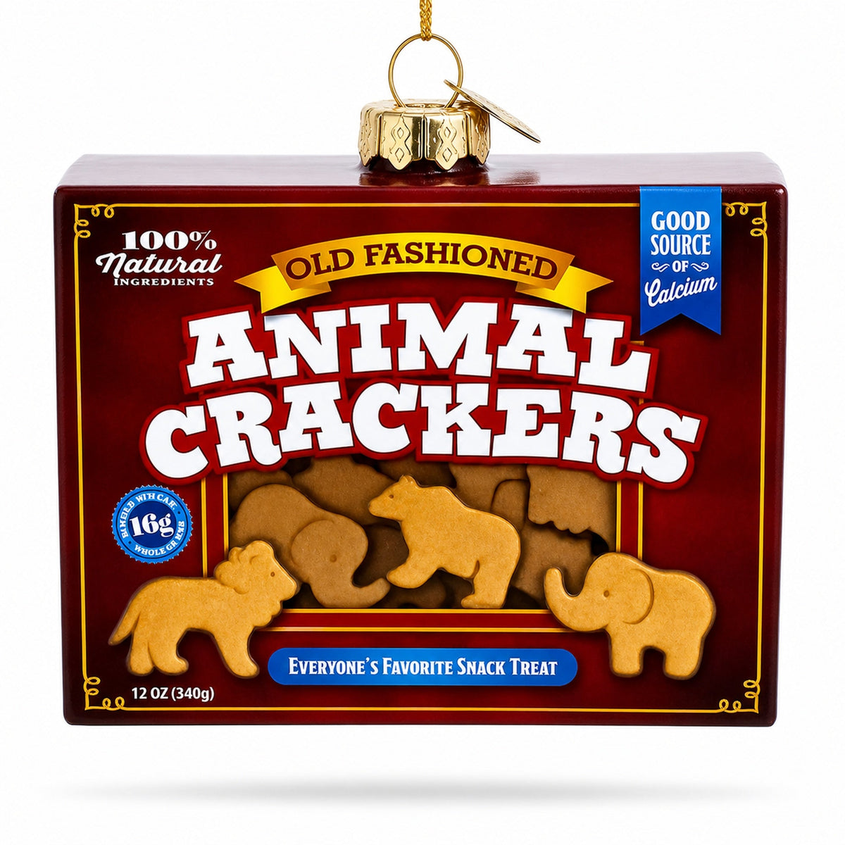 Animal Crackers Box Glass Christmas Ornament