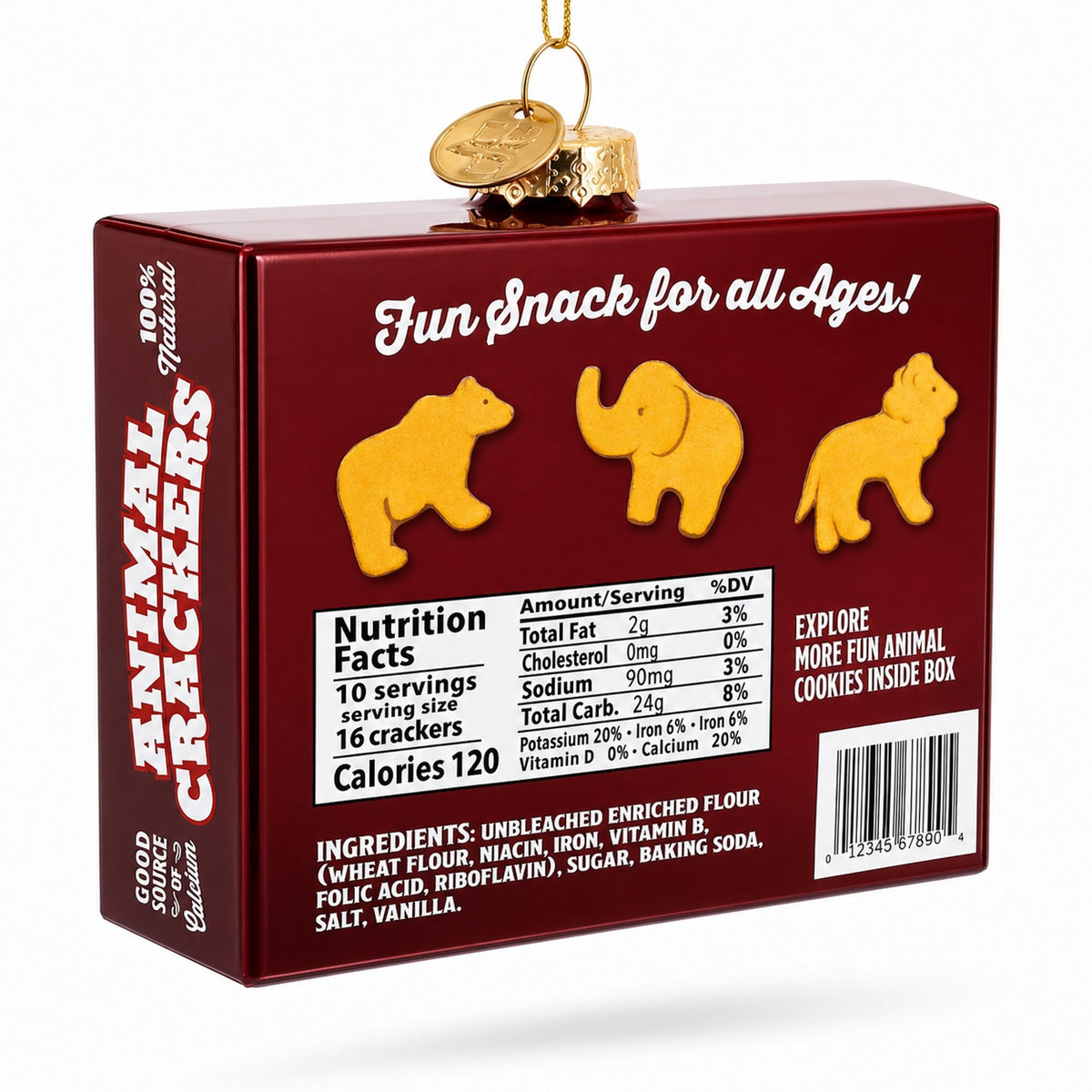 Animal Crackers Box Glass Christmas Ornament