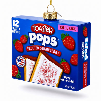Frosted Strawberry Toaster Box Glass Christmas Ornament