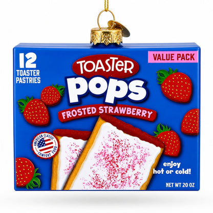 Frosted Strawberry Toaster Box Glass Christmas Ornament