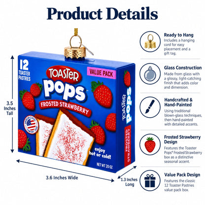 Frosted Strawberry Toaster Box Glass Christmas Ornament