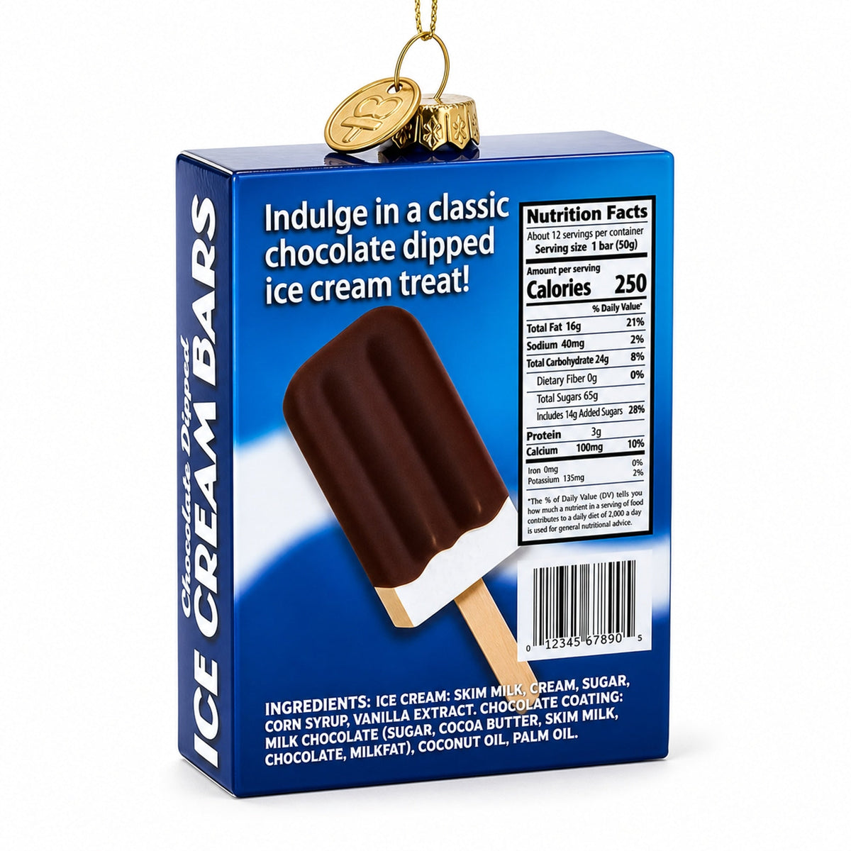 Ice Cream Bars Box Glass Christmas Ornament