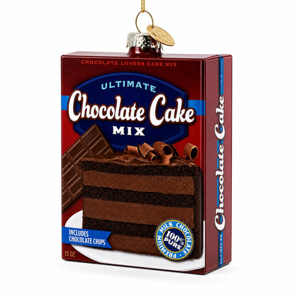Chocolate Cake Mix Glass Christmas Ornament