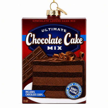 Chocolate Cake Mix Glass Christmas Ornament