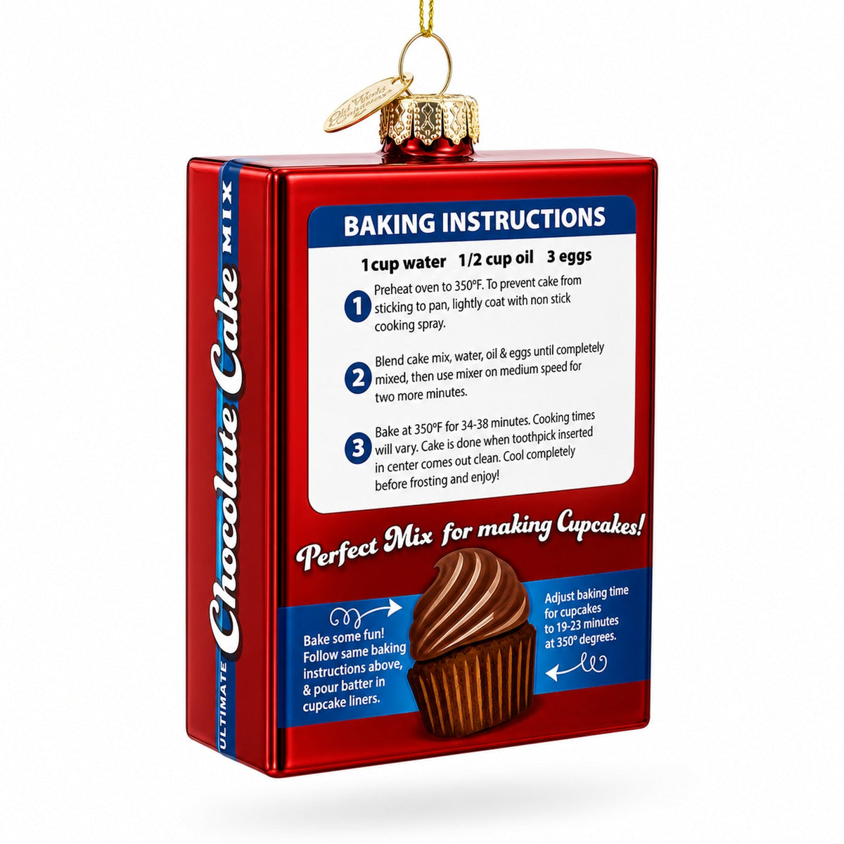 Chocolate Cake Mix Glass Christmas Ornament