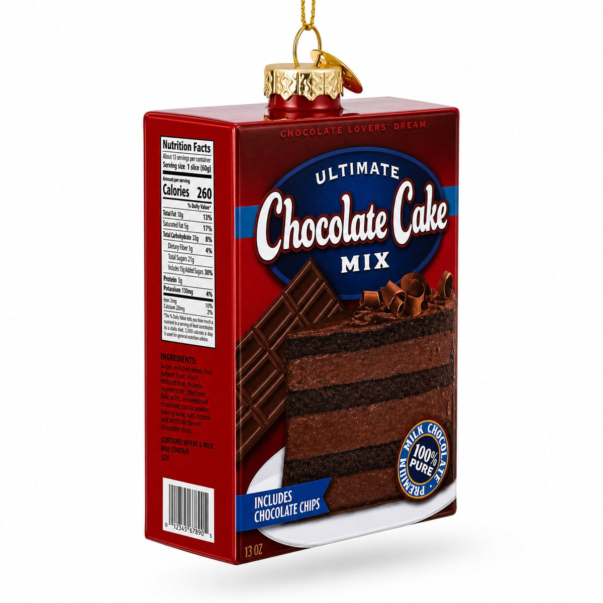 Chocolate Cake Mix Glass Christmas Ornament