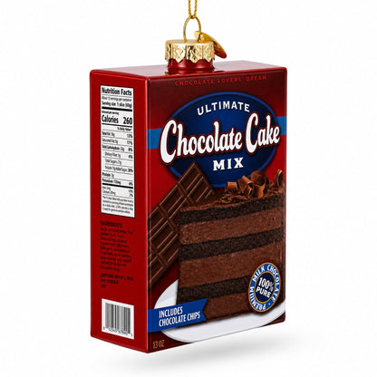 Chocolate Cake Mix Glass Christmas Ornament