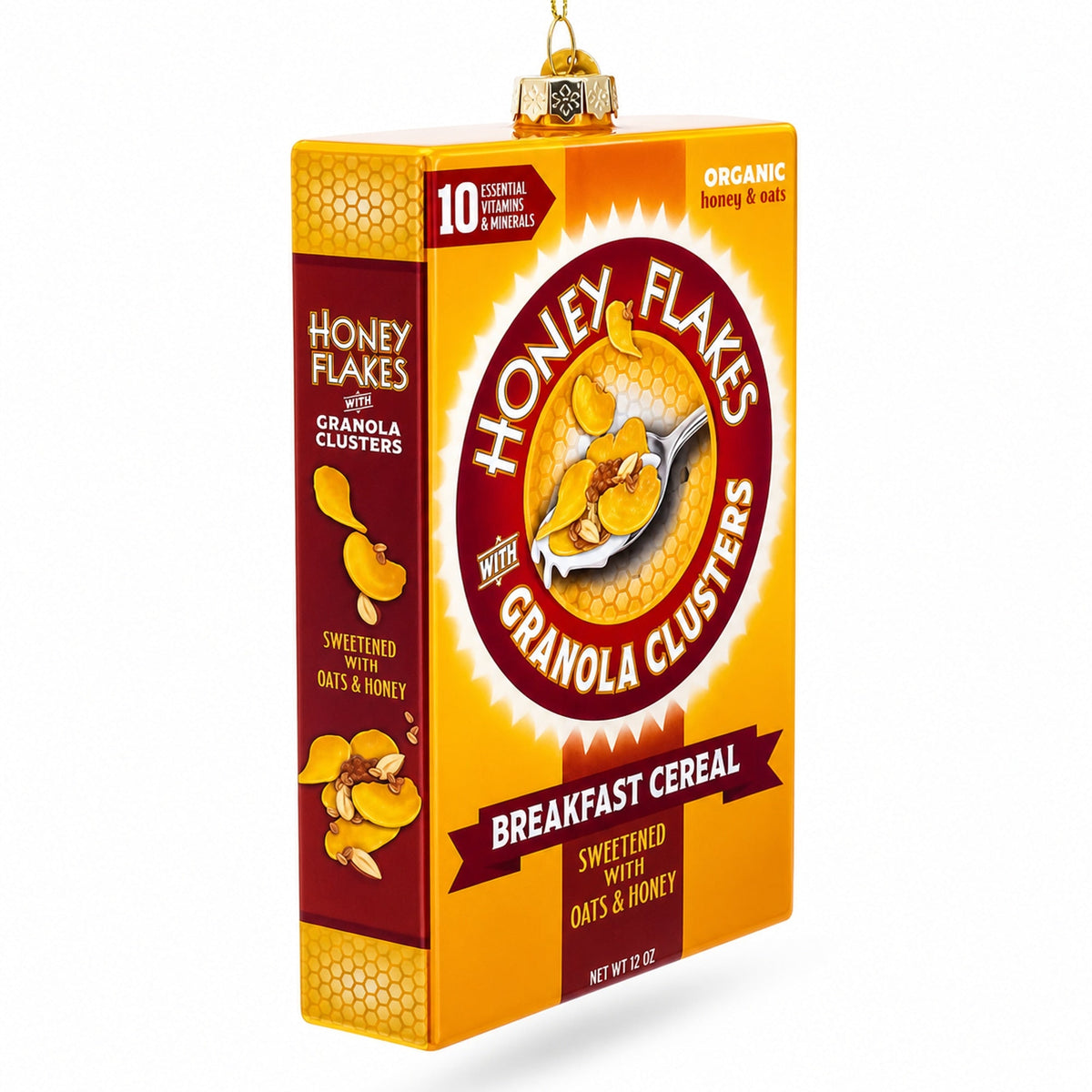 Honey Flakes Granola Cereal Glass Christmas Ornament