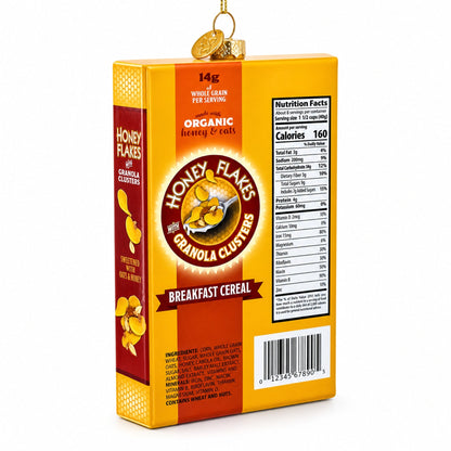 Honey Flakes Granola Cereal Glass Christmas Ornament