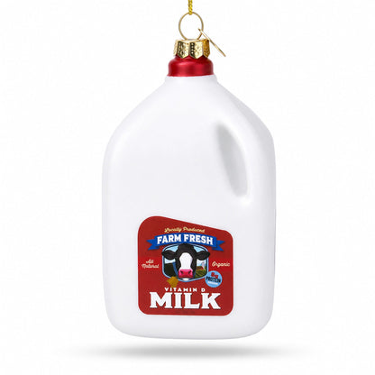 Farm Fresh Milk Jug Glass Christmas Ornament