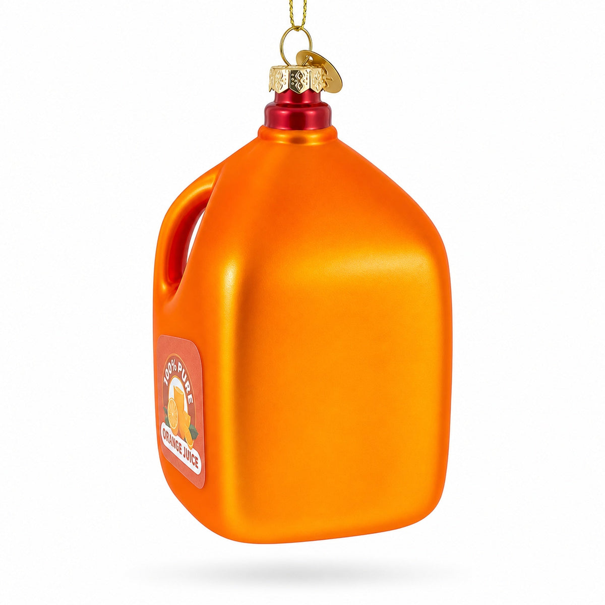 100% Pure Orange Juice Jug Large Glass Christmas Ornament