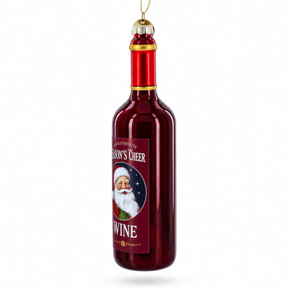 Santa’s Red Wine Bottle Glass Christmas Ornament