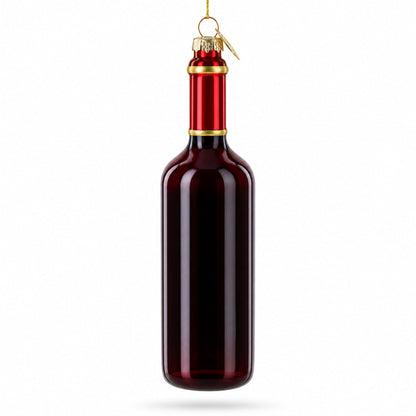 Santa’s Red Wine Bottle Glass Christmas Ornament