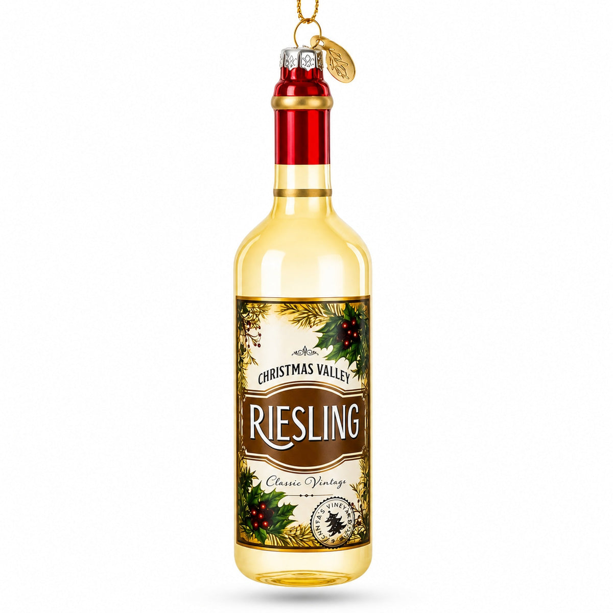 Riesling Wine Bottle Glass Christmas Ornament