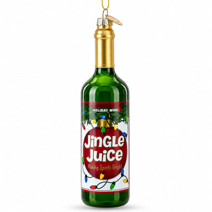 Jingle Juice Wine Bottle Glass Christmas Ornament