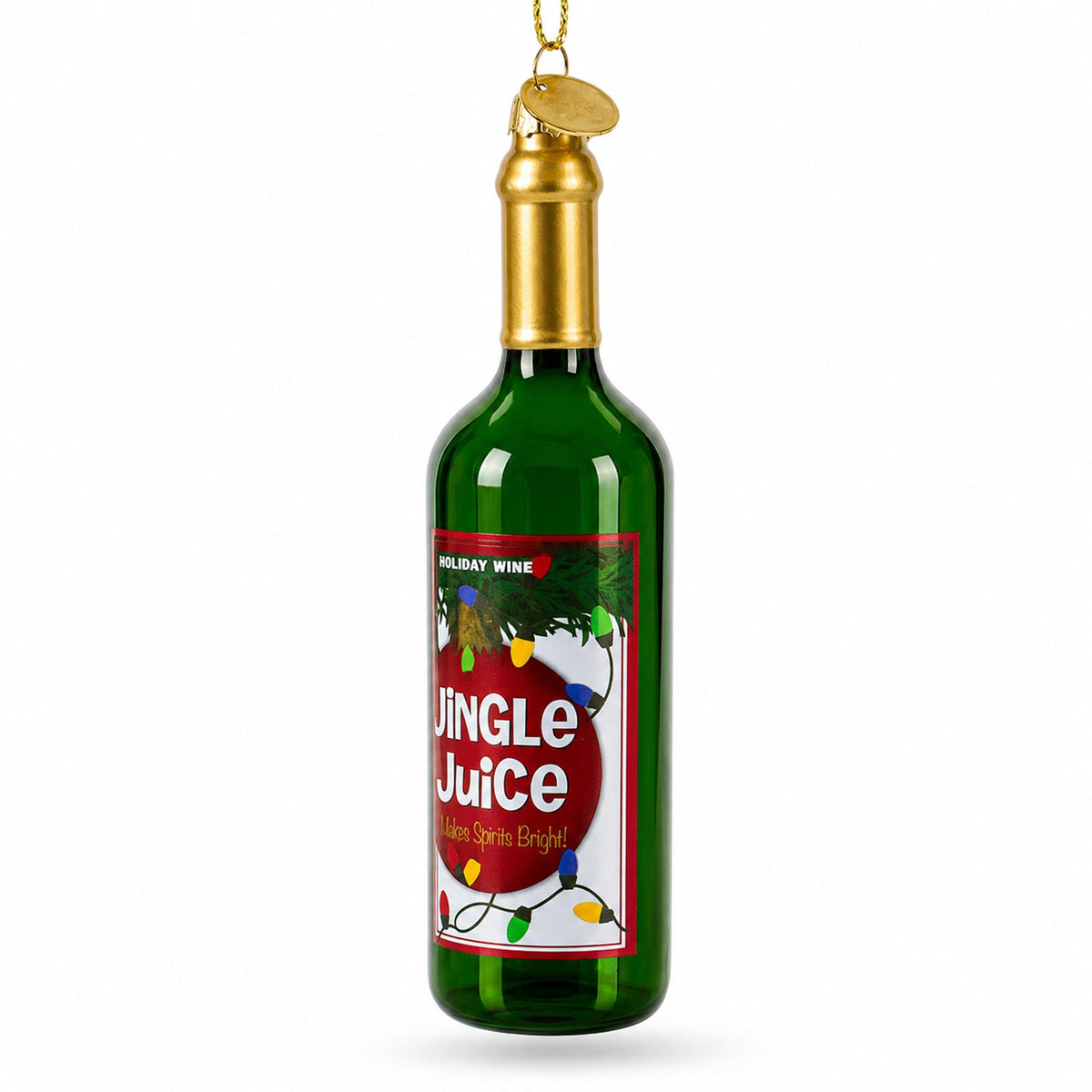 Jingle Juice Wine Bottle Glass Christmas Ornament