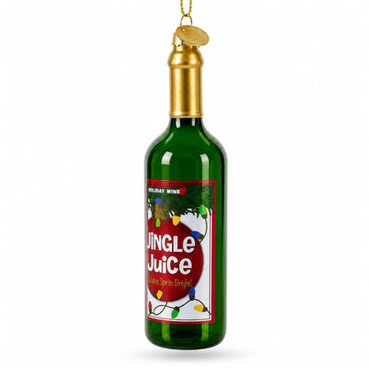 Jingle Juice Wine Bottle Glass Christmas Ornament