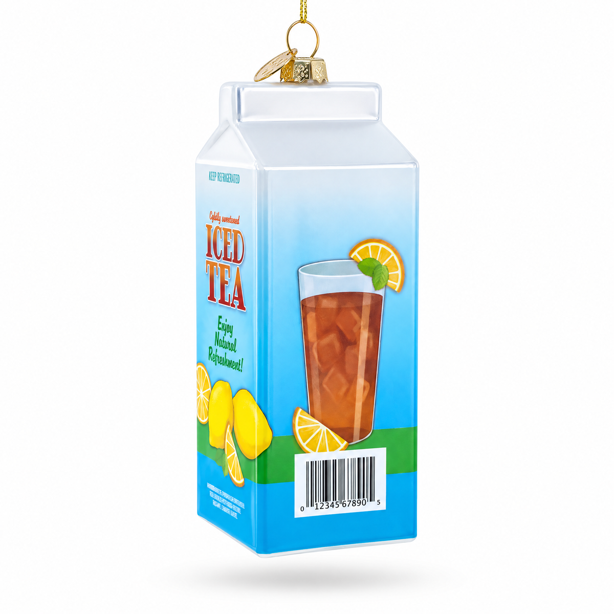 Iced Tea Carton Glass Christmas Ornament