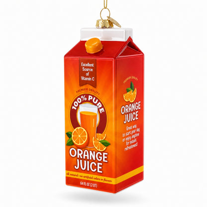 Orange Juice Carton Glass Christmas Ornament