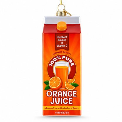 Orange Juice Carton Glass Christmas Ornament