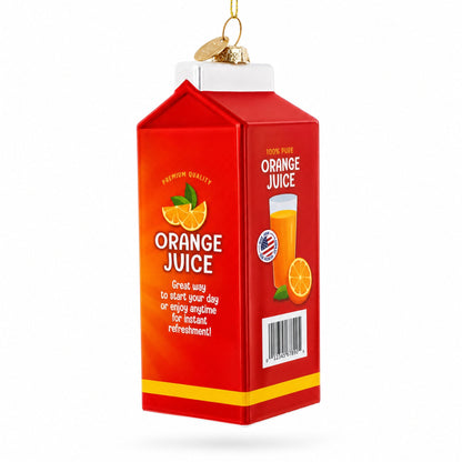 Orange Juice Carton Glass Christmas Ornament