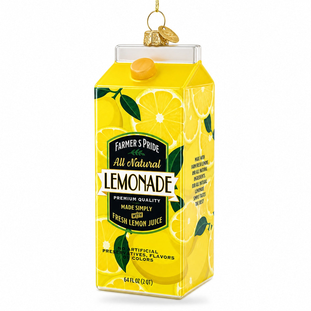 Lemonade Carton Glass Christmas Ornament