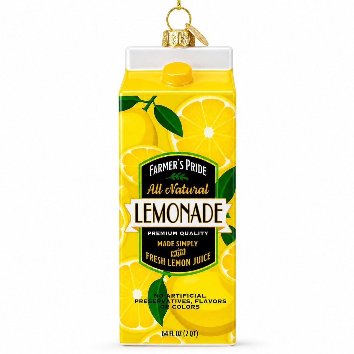 Lemonade Carton Glass Christmas Ornament