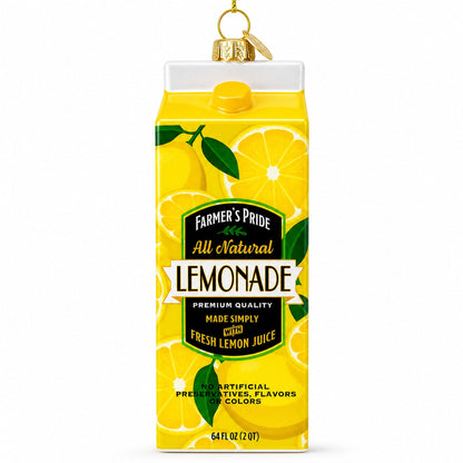 Lemonade Carton Glass Christmas Ornament