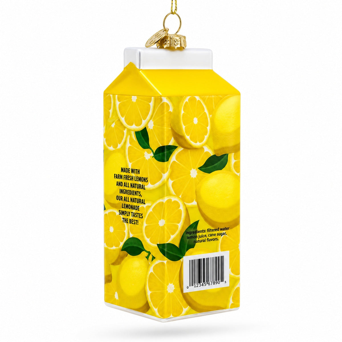 Lemonade Carton Glass Christmas Ornament