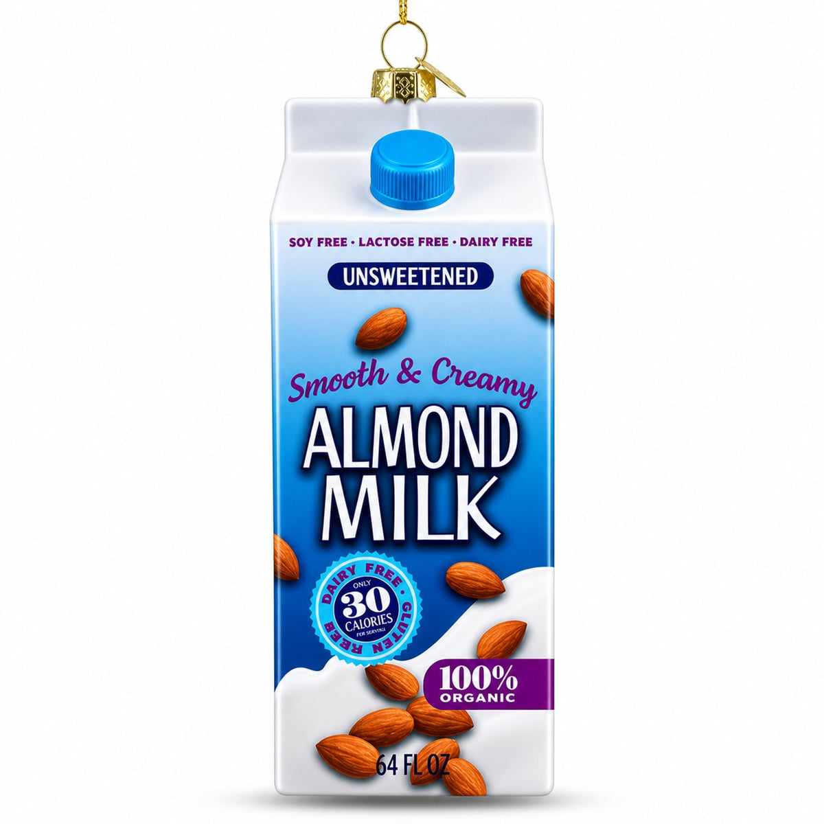 Almond Milk Carton Glass Christmas Ornament