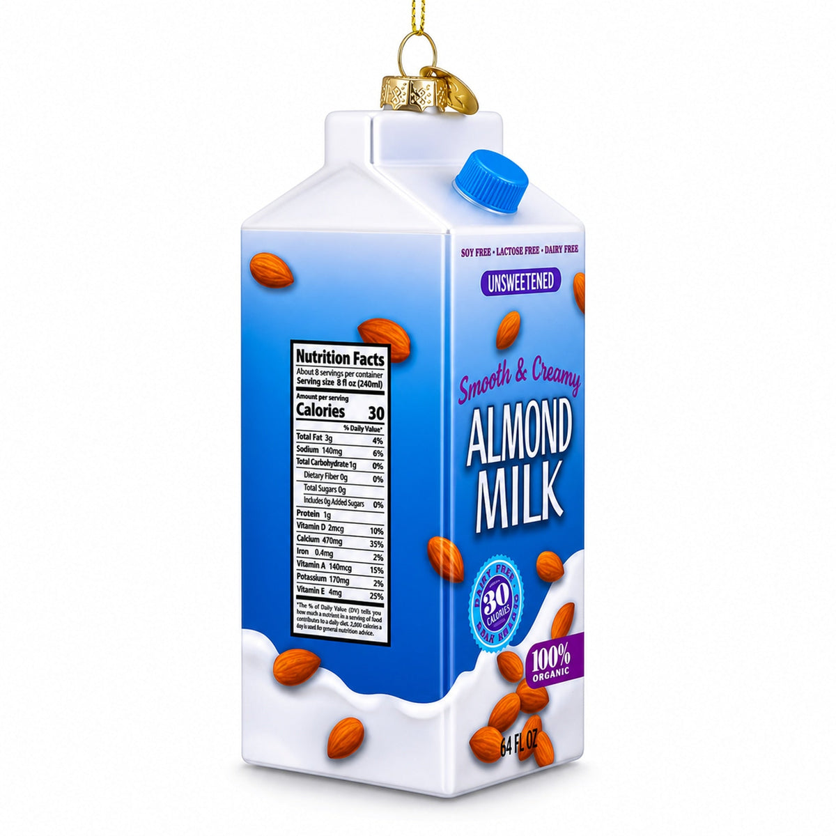 Almond Milk Carton Glass Christmas Ornament
