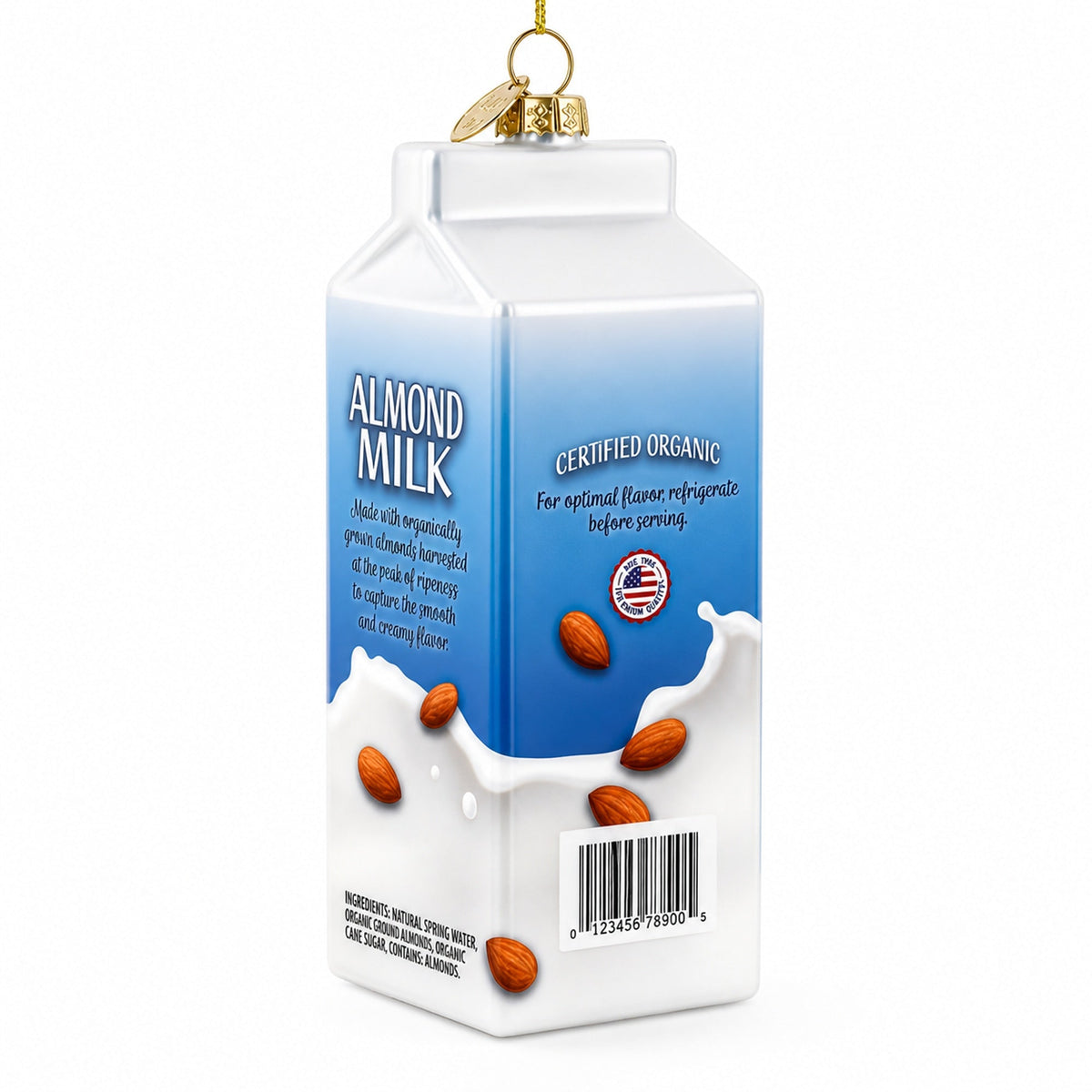 Almond Milk Carton Glass Christmas Ornament