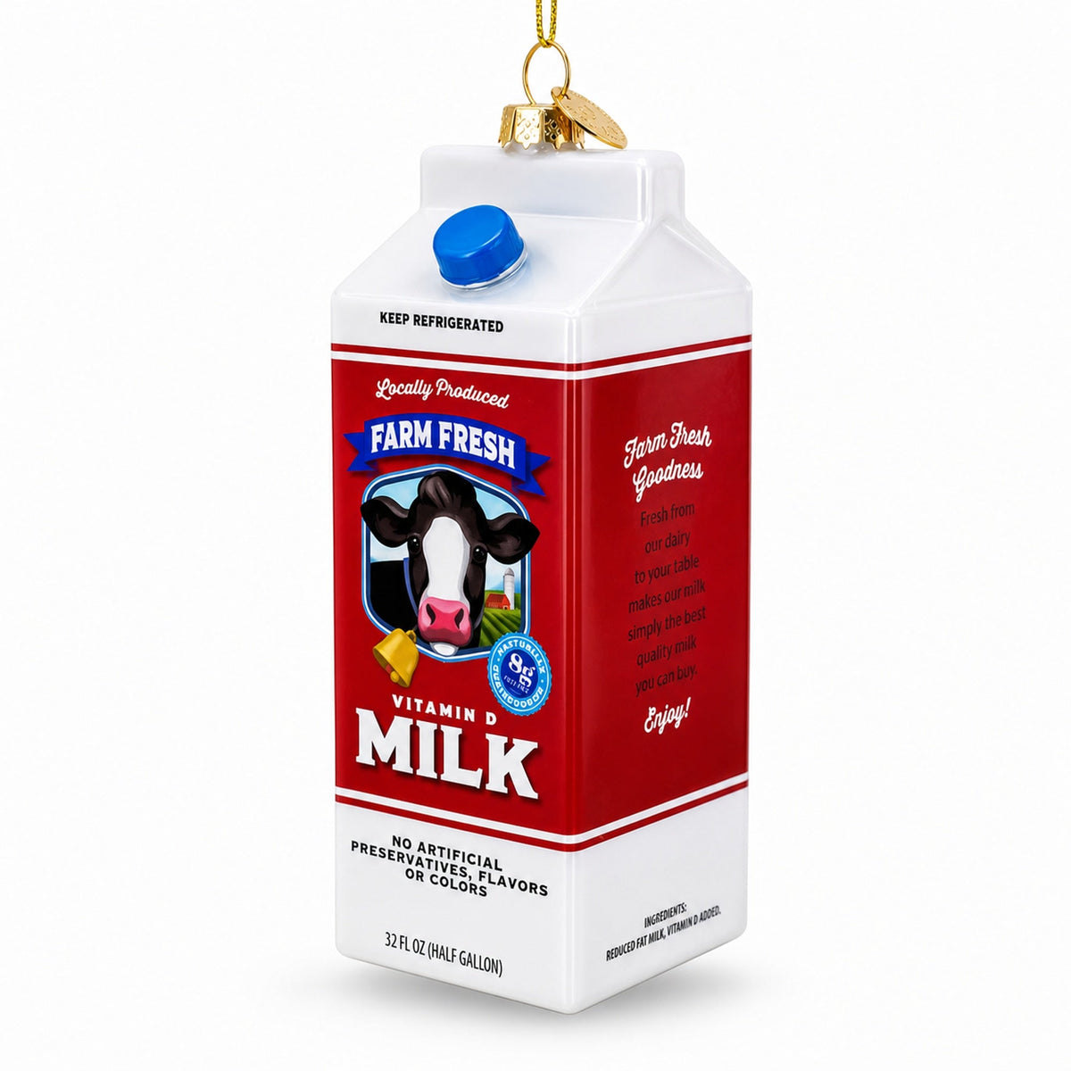 Milk Carton Glass Christmas Ornament