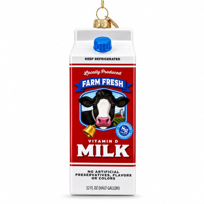 Milk Carton Glass Christmas Ornament