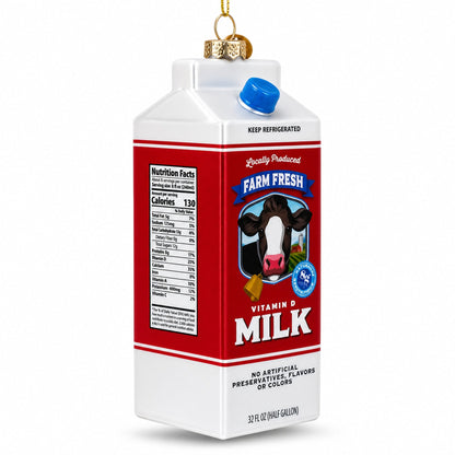 Milk Carton Glass Christmas Ornament